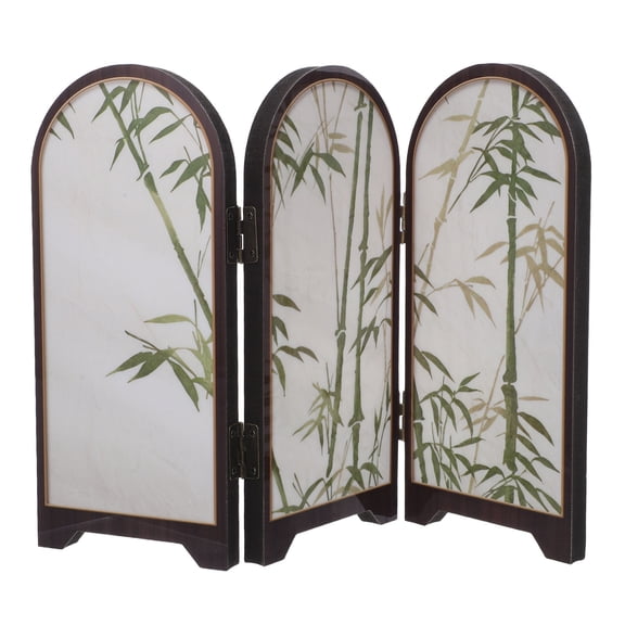 LOLIPPYY Traditional Chinese Folding Screen Tabletop Decorative Divider with Handcrafted Carving