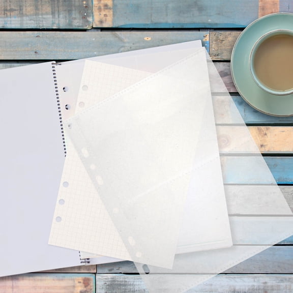 LOLIPPYY Transparent A5 Binder Pockets for Loose Leaf Refill and Document Organization in Office