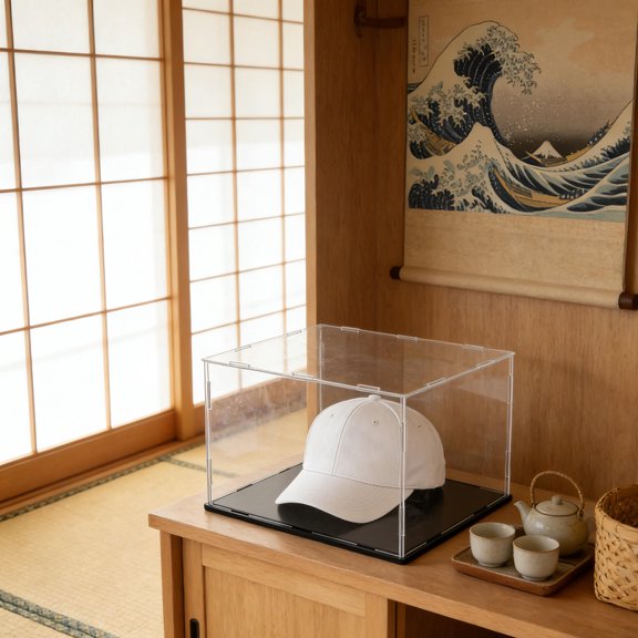 LOLIPPYY Transparent Acrylic Hat Display Box for Retail Or Home Use with Portable Lightweight Design