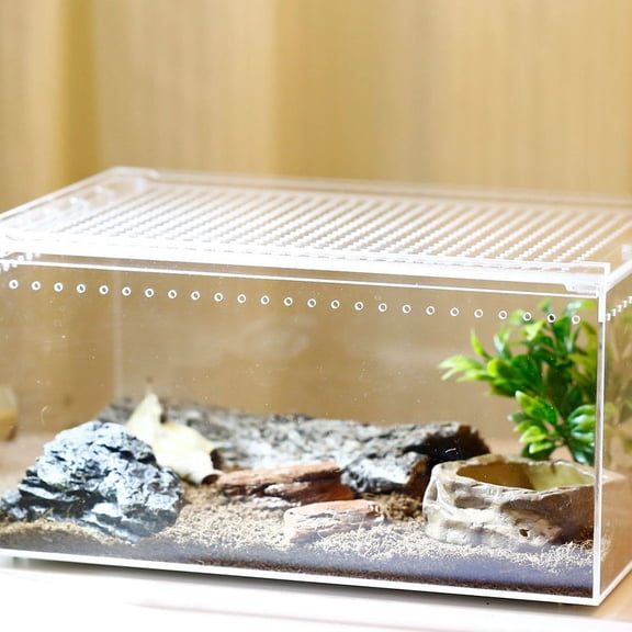 LOLIPPYY Transparent Acrylic Reptile Box with Escape Proof Cover Large Space for Feeding and Breeding