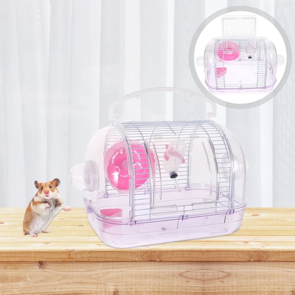 LOLIPPYY Transparent Pet Carrying Case Hamster Carrier Pink 1Pc