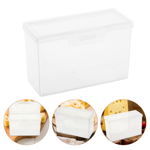 LOLIPPYY Clear Plastic Cheese Storage Container for Refrigerator, Ideal for Home Cheese and Butter Keeping, 9.5 x 5.5 x 3.5 Inches