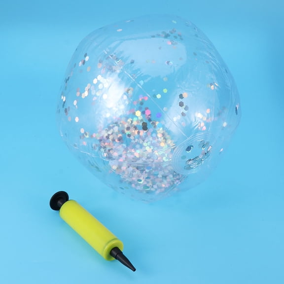 LOLIPPYY Transparent Plated Silver Sequin Beach Ball Inflatable for Summer Pool and Party