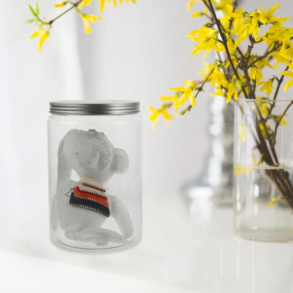 LOLIPPYY Transparent Storage Jar with Lid Dustproof Organizer for Dolls and Small Item Storage