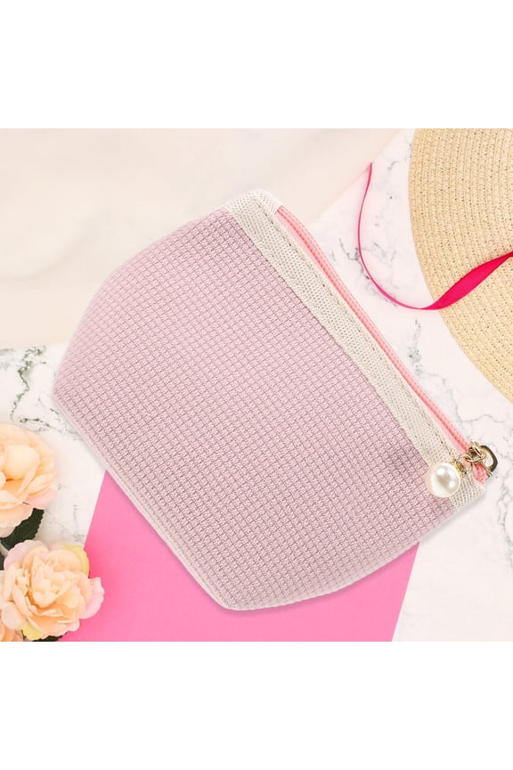 Travel Essentials For Teen Girls Corduroy Pink Cute Makeup Bag 1Pcs