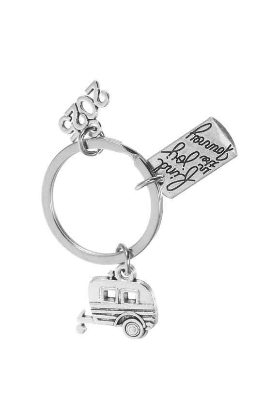 Travel Themed Plated Silver Keyring for Campers and Rv Owners Zinc Alloy Material for Daily Use