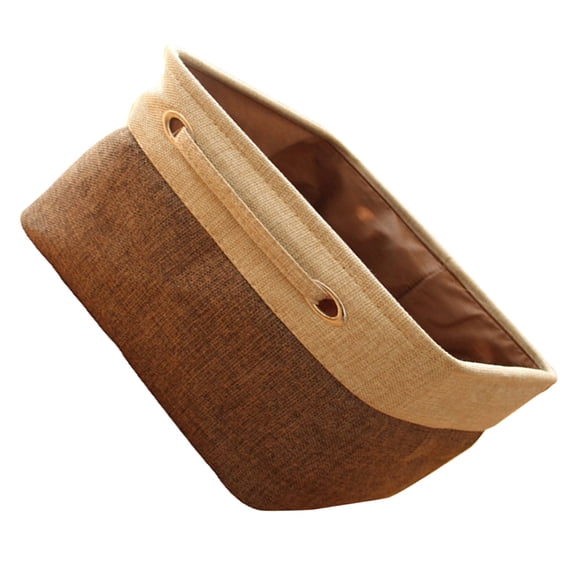 LOLIPPYY Tri Layer Coffee Storage Bin Foldable Cotton Linen Box for Office Bedroom Organization