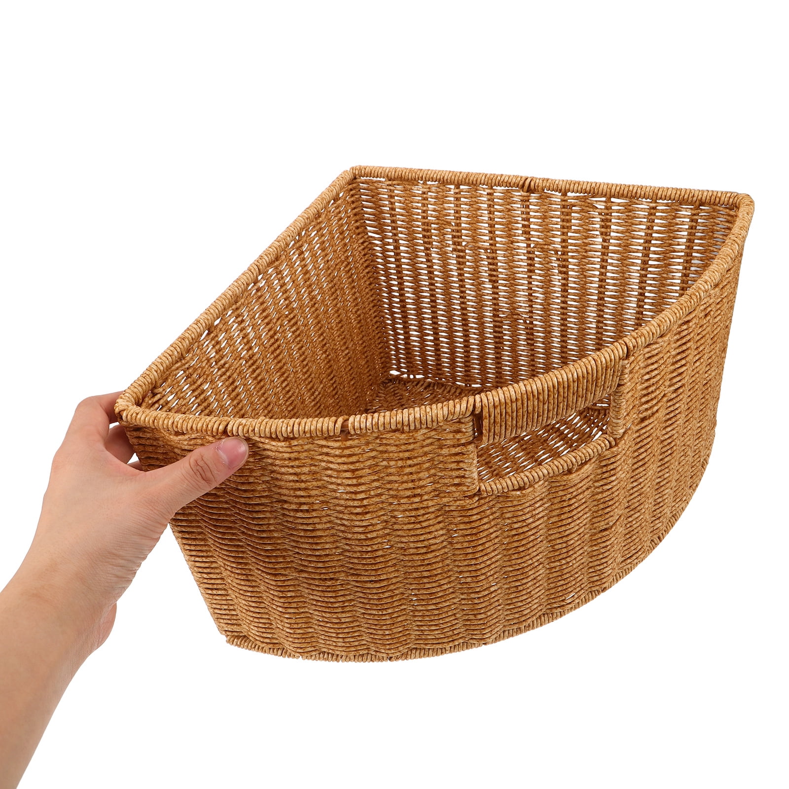 LOLIPPYY Triangle Woven Storage Basket in Faux Rattan for Home Organization, Closets, Side Tables and Decorative Use