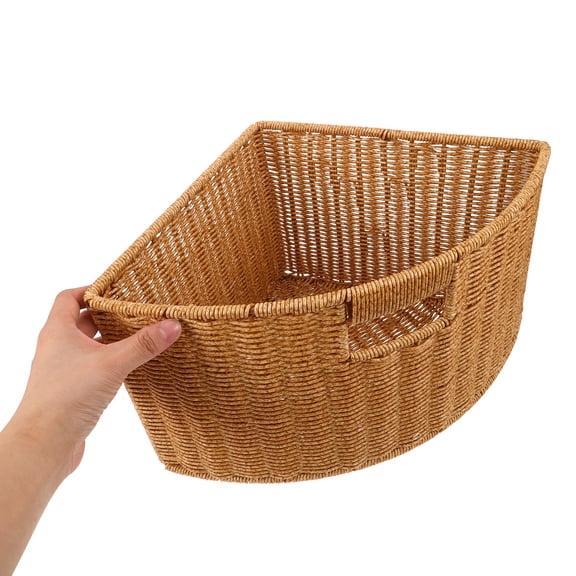 LOLIPPYY Triangle Woven Storage Basket in Faux Rattan for Home Organization, Closets, Side Tables and Decorative Use