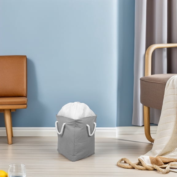 LOLIPPYY Triangular Fabric Corner Storage Bin Grey Foldable Laundry Hamper for Home