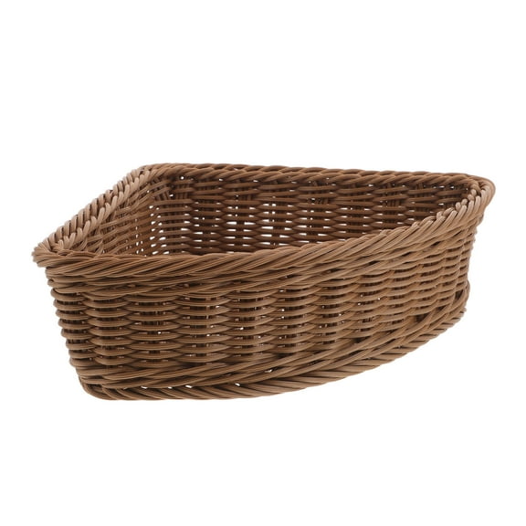 LOLIPPYY Triangular Light Brown Corner Storage Basket Handwoven Organizer Bin for Snacks Cosmetics