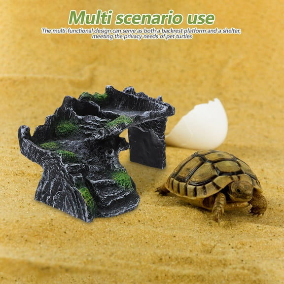 LOLIPPYY Turtle Rock Floating Dock with Basking Platform and Easy Access Ramp for Aquarium