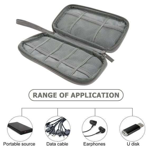 LOLIPPYY USB Case Grey Oxford Cloth Portable Flash Drive Organizer for Travel Storage Size 7.5 x 4.3 x 2.1 Inches