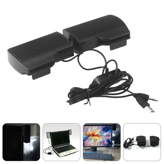 LOLIPPYY USB Computer Speaker Black with Clip on for Home Use Stylish Portable Music Loudspeaker