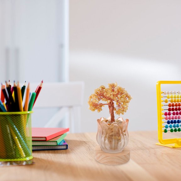LOLIPPYY USB Powered Citrine Crystal Bonsai Tree Lamp for Prosperity and Elegant Home Decor