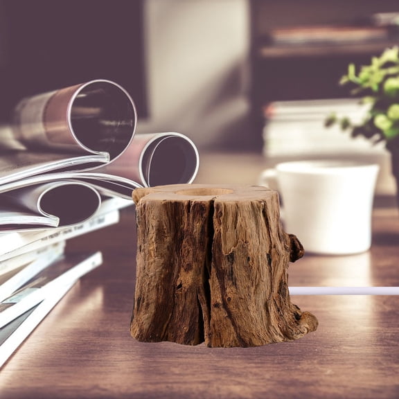 LOLIPPYY USB Powered White LED Light Base with Creative Wooden Stump Stand for Display
