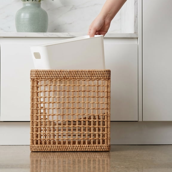 LOLIPPYY Under Cabinet White Plastic Trash Bin Insert Replacement with Easy Handle