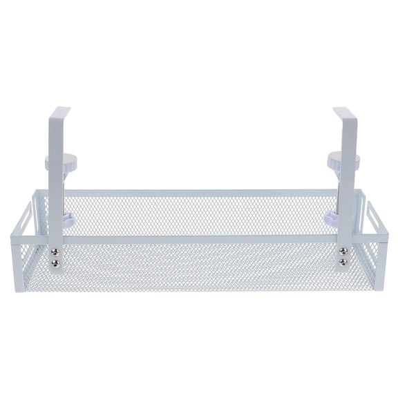 LOLIPPYY White Metal Wire Basket for Under Desk Cable Management and Charger Storage, and Organized Solution