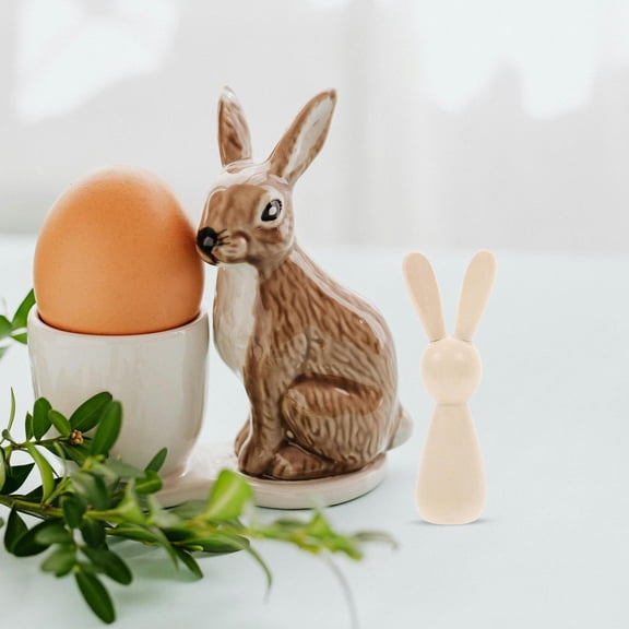 LOLIPPYY 6pcs Unfinished Wood Crafts Easter Animal Ornaments Blank Peg Dolls Table Decorations Cutouts