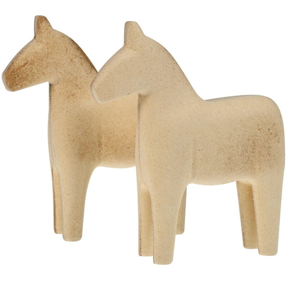 LOLIPPYY Unfinished Wooden Horse Figurines for DIY Crafts Beige Color Safe for Kids with Smooth Surface 2 Pieces