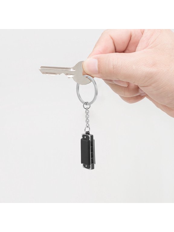 Black Harmonica Shape Metal Keychain with Hanging Buckle, Bag Pendant, Key Accessory for Everyday Use