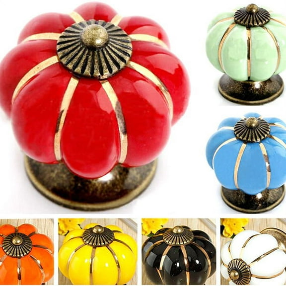 LOLIPPYY Unique Blue Pumpkin Ceramic Door Knob Durable Zinc Alloy for Cupboard Drawer Handle