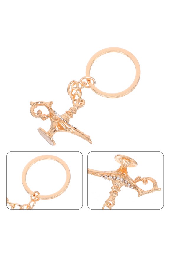 Unique Golden Lamp Key Holder Metal Pendant Decorative Key Ring