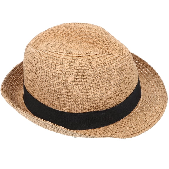 LOLIPPYY Unisex Woven Straw Hat Khaki Bucket Hat for Garden Camping and Tourism