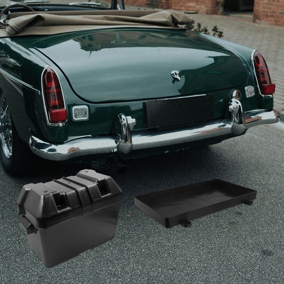 LOLIPPYY Universal Black Battery Rack with Pre-Drilled Mounting Holes for Marine, Boat, RV, and Trailer Use