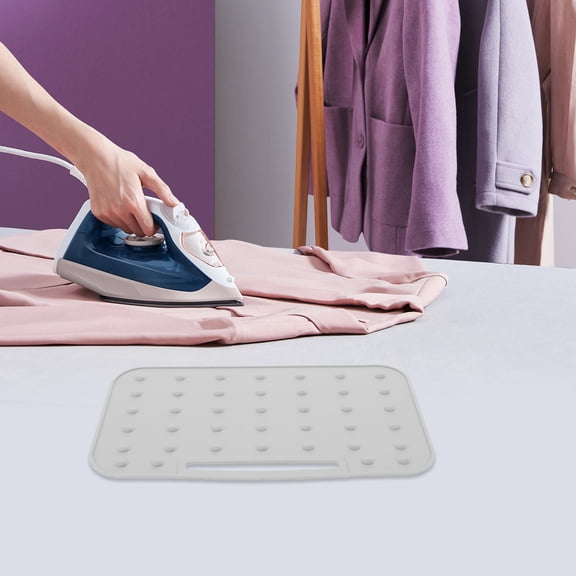 LOLIPPYY Grey Silicone Iron Rest Mat with Hanging Hole, Non- Pad for Steam Irons and Home Use