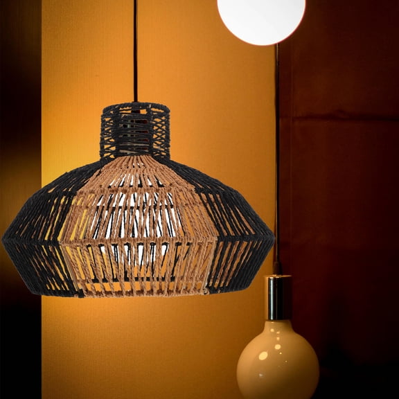 LOLIPPYY Universal Handcrafted Basket Style Paper Lamp Shade for Living Room Pendant Light Replacement