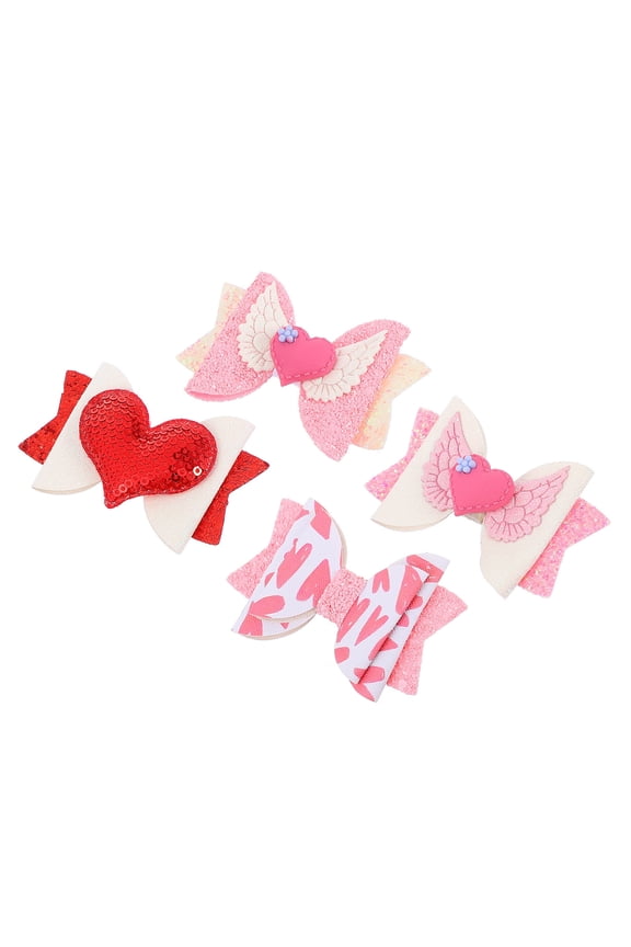 Valentine Hair Accessories Girls 4pcs Non Woven Fabric Hair Bows