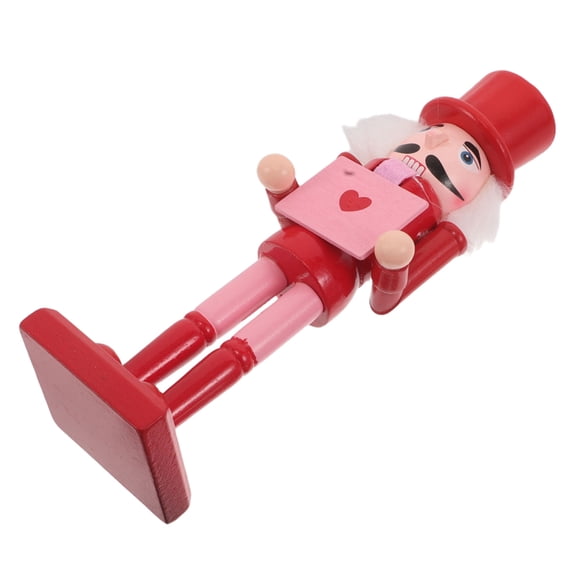 LOLIPPYY Valentines Day Nutcracker Statue with Heart Design Wooden Desktop Decoration for Festive Table Display