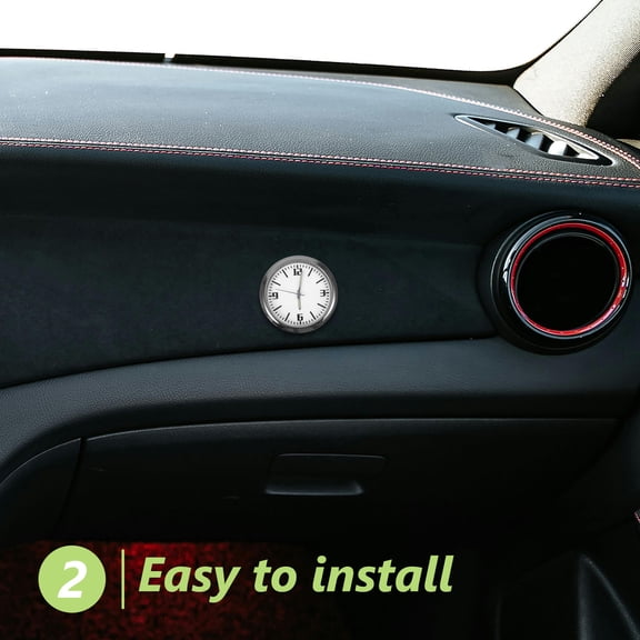 LOLIPPYY Vehicle Dashboard Clock White Metal Compact Car Clock for Interior Use