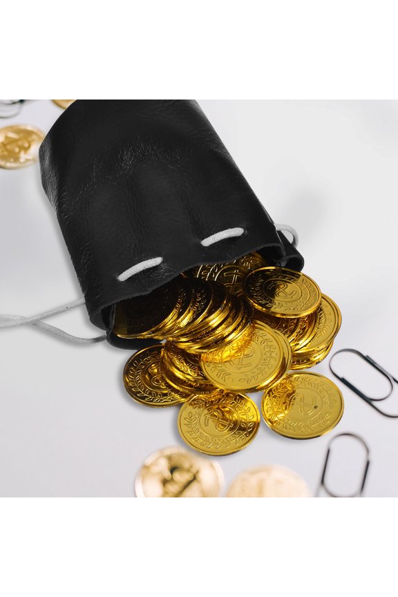 Versatile Black Coin Pouch Drawstring Wallet for Coins Keys and Small Items
