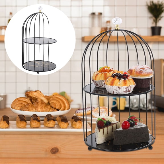 LOLIPPYY Black Metal Cake Stand for Rustic Wedding Cake Display and Fruit Presentation Table Centerpiece