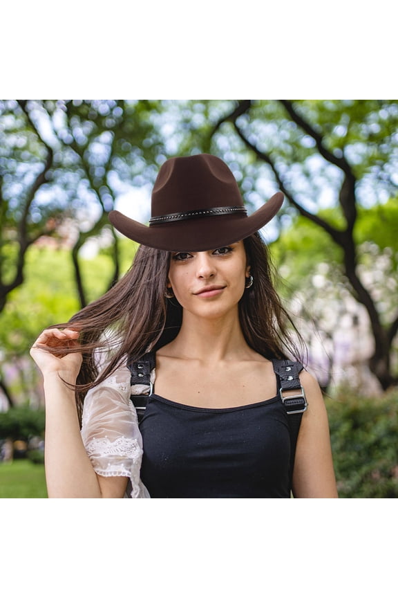 Versatile Coffee Felt Cowboy Hat for Travel Parties and Western Outfits