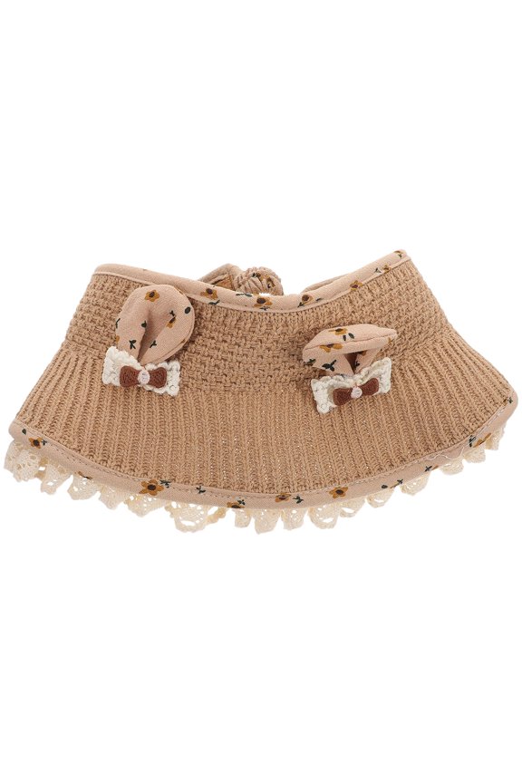 Versatile Coffee Wide Brim Hat with Bunny Ears and Airy Design for Summer Outings
