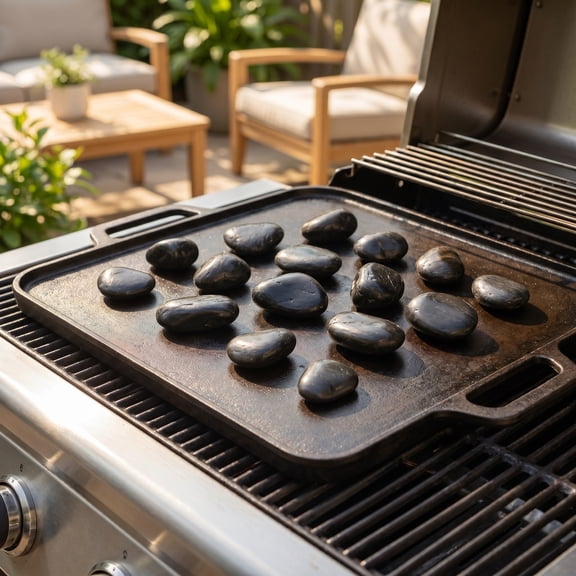 LOLIPPYY Heat Retaining Culinary Stone, Black Pebble, Ideal for Steak, Safe and Smooth Edges