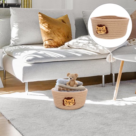 LOLIPPYY Versatile Khaki Cotton Rope Basket for Desktop and Home Sundries Organization