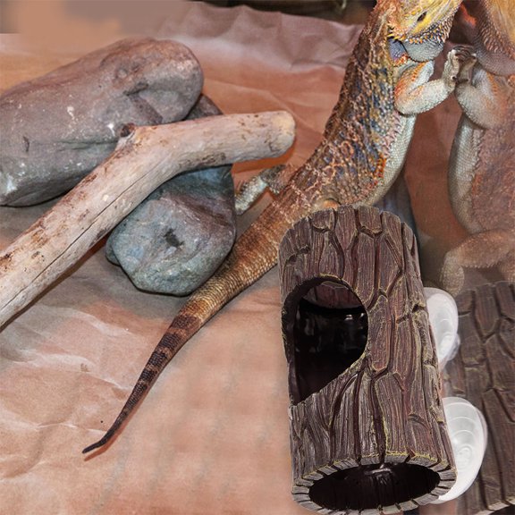 LOLIPPYY Versatile Resin Reptile Ornament with Suction Cups for Lizard and Gecko Tanks