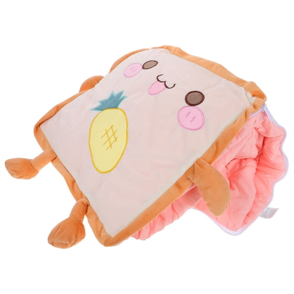 LOLIPPYY Versatile Toast Bread Plush Pillow with Supportive Design and Foldable Blanket for Office