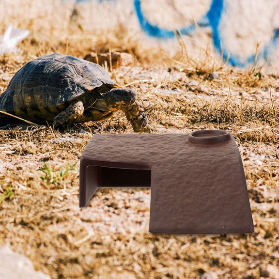 LOLIPPYY Ceramic Turtle Habitat with Cozy Hiding Spot for Aquariums and Reptile Tanks