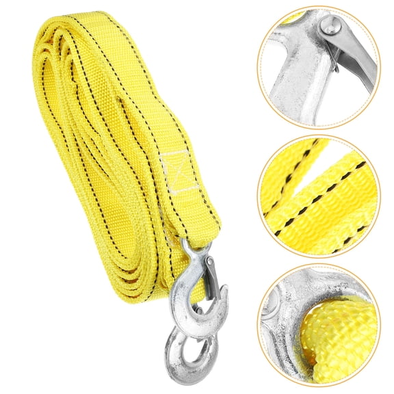 LOLIPPYY Versatile Yellow Tow Rope with Hooks for Heavy Duty Car and Truck Towing