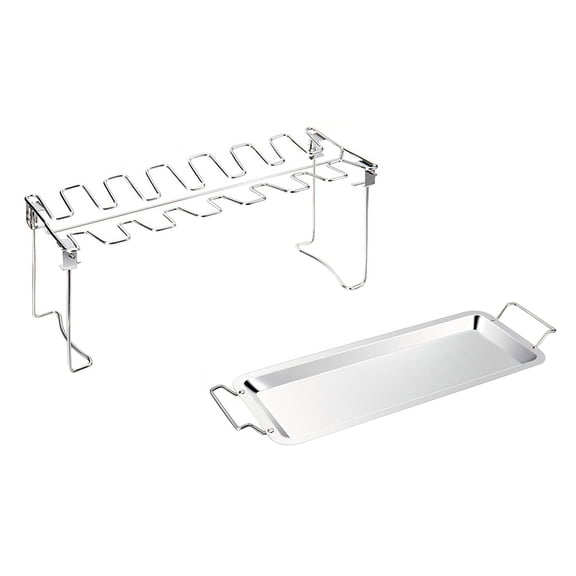 LOLIPPYY Vertical Roaster Rack for Grilled Chicken Wings with Drip Tray, 1 Set for Easy Cooking and Cleanup