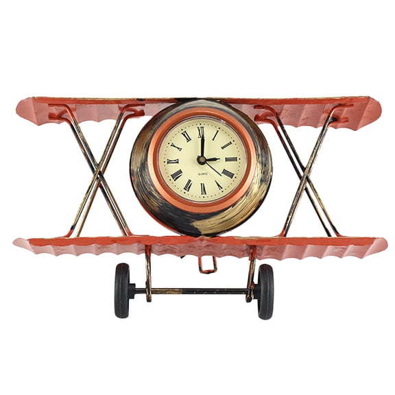 LOLIPPYY Vintage Airplane Clock Decorative Home Clock for Chic Desktop Decor Multi Iron and Electronic Components 8.5 x 3.5 x 5.5 Inches