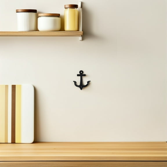 LOLIPPYY Vintage Style Anchor Wall Hook, Heavy Duty Black Metal Coat Hanger for Rustic Entryway and Home Decor