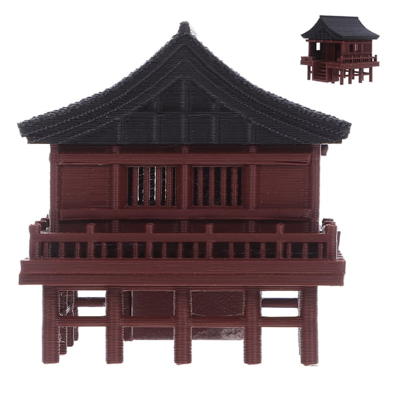 LOLIPPYY Vintage Style Architectural Pavilion Figurine for Desktop Decor, Aquarium, Zen Garden, and Home Office Display
