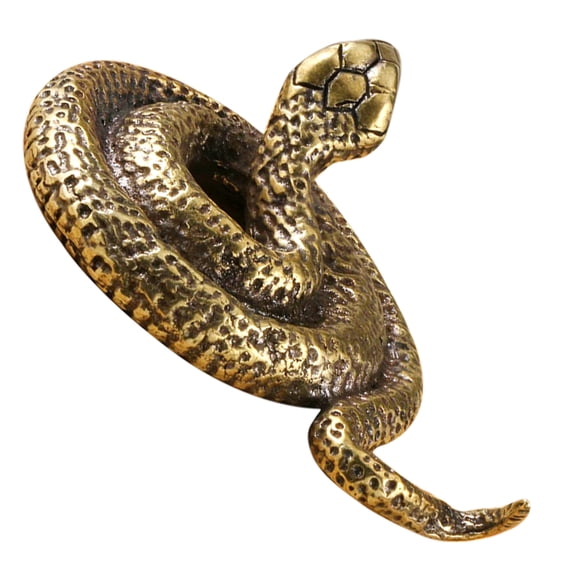 LOLIPPYY Vintage Brass Snake Figurine Golden Desktop Decor for Home Car with Unique Craftsmanship