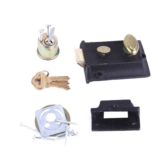 LOLIPPYY Vintage Spring Outer Door Lock Cast Iron Lock Anti-theft Lock for Home Security (6140 Iron Core)